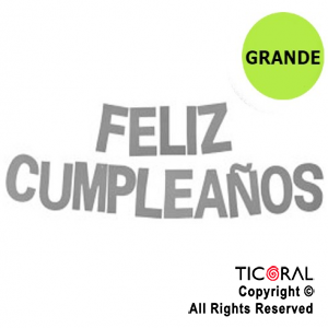 GUIRNALDA FRASE FELIZ CUMPLEAOS METALIZADA GRANDE PLATA 18x10CM x 1